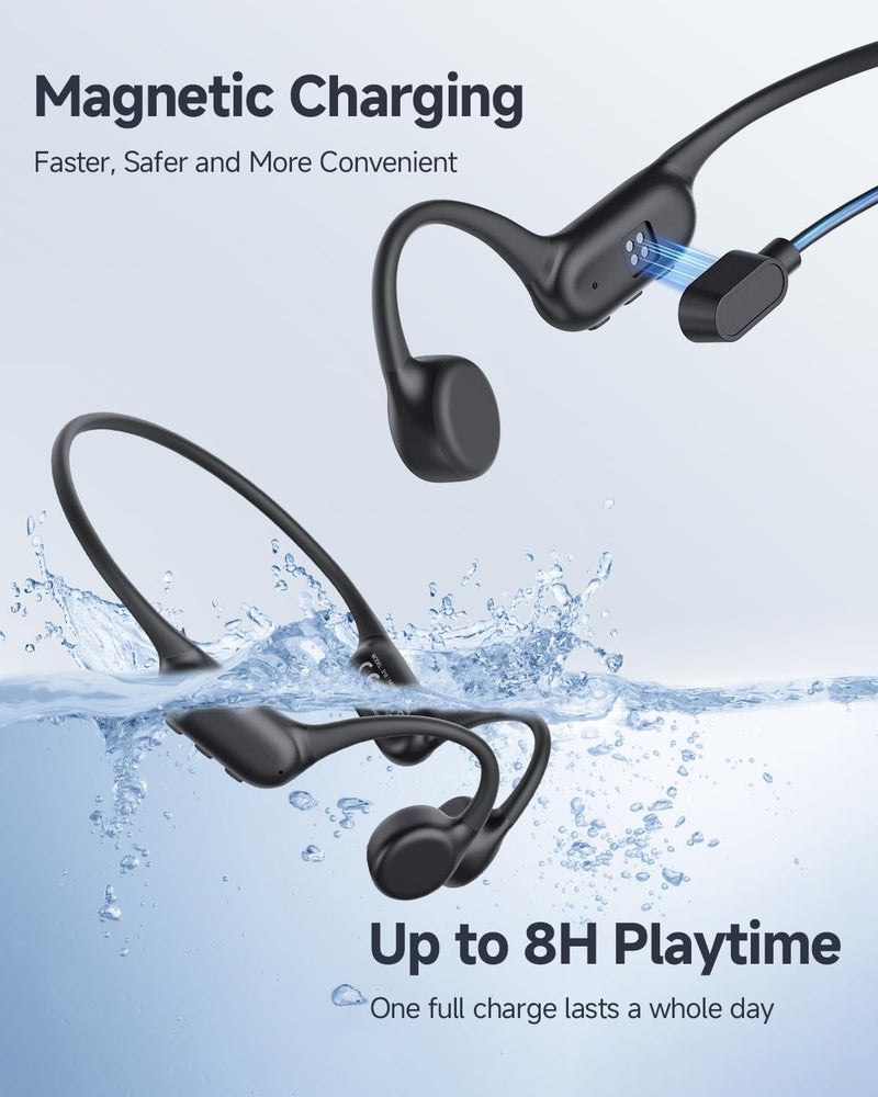 PSIER Bone Conduction Headphones IPX8 Waterproof Swimming Headphones Open Ear Headphones with MP3 Mode 32GB Memory Up to 8 Hours Playtime Bluetooth 5.4 Ear Buds Secure Fit for Running and Fitness - Image 5
